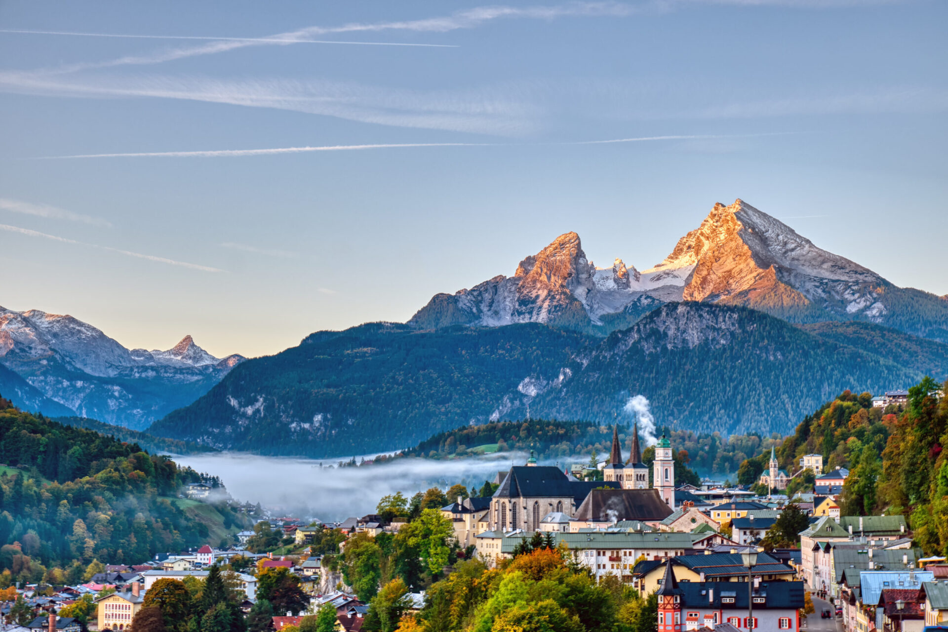 alpenhotel fischer berchtesgaden blick auf markt berchtesgaden watzmann im hintergrund